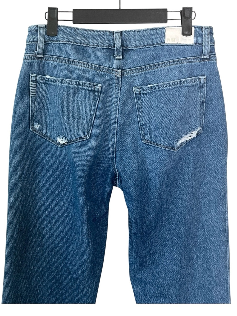Paige Noella Azalea Blue Straight Leg Jeans 26 Mid Rise Relaxed Distressed Ankle - Picture 7 of 10